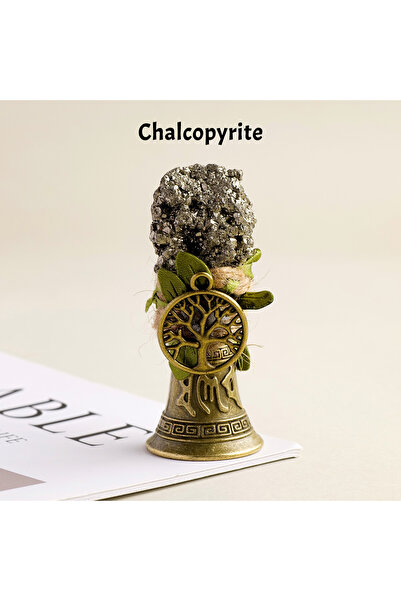Choice1 جرس نحاسي يدوي الصنع من حجر الكالكوبيريت الطبيعي الخام، جرس نحاسي للس...