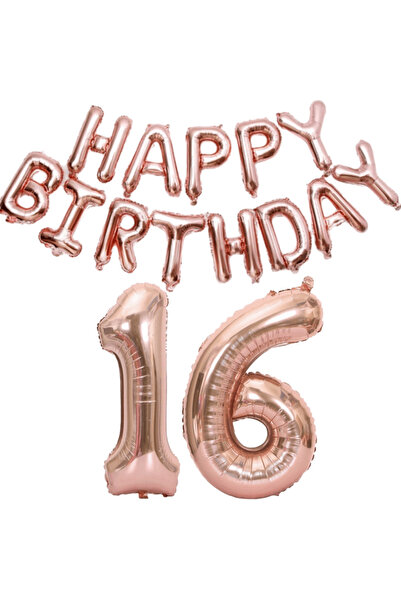 Choice15 32inch Rose Gold 16 15pcs Happy Birthday Number Foil Balloon Kids Ad...
