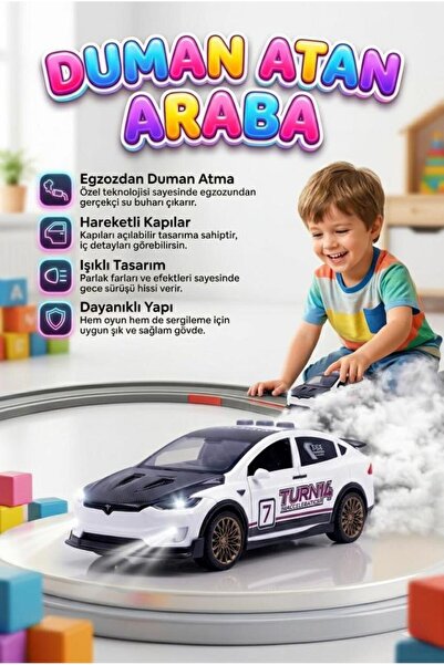 Tıfıl Toys Tesla Model X Tasarımlı Duman Atan Işıklı Müzikli 3 Düğme Fonksiyo...
