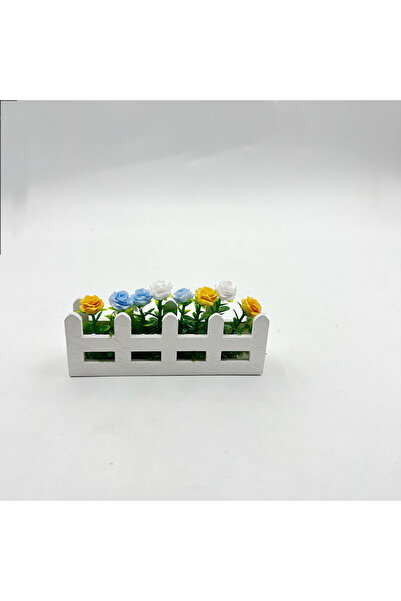 Choice1 B Mini Flower Potted Rose Fence Flower Set Miniature Decorative Woode...