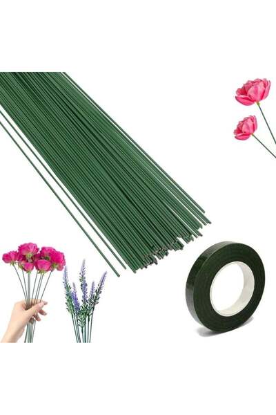 iğne izi Plastik Çiçek Yapma Teli - 40CM - 100 Adet Çiçek Yapım Teli+1 Adet Ç...