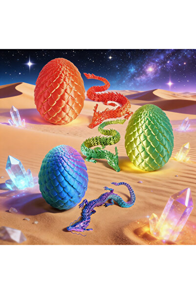 Choice red green blue 3D Printed Dragon Eggs Surprise Egg Decoration, Movable...