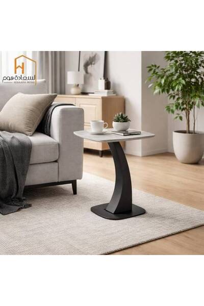 Al Saadah Home طاولة خشبية مفردة - رمادي فاتح - 45*45*55 سم