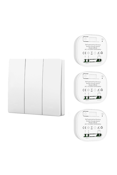 Choice3 white 3gang 1v3 Battery Free RF433 Household Wireless Wall Switch Wir...
