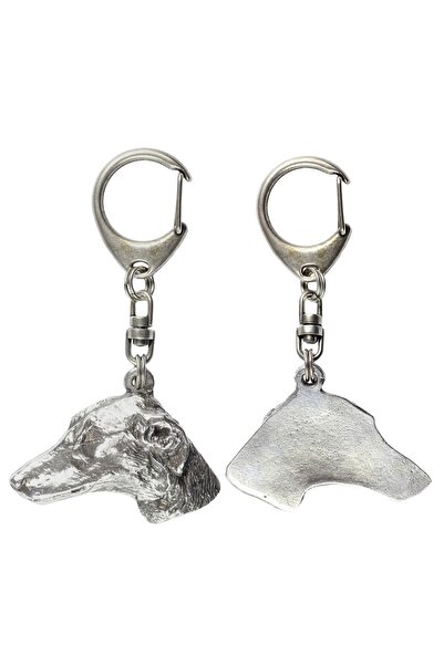 Art - Dog Azawakh - Silver-plated key ring with dog, handbag decoration, back...