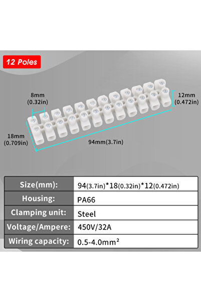 Choice3 10 Sets 12P-Integrated 1/5/10Sets Screw Type Quick Connect Terminal 4...