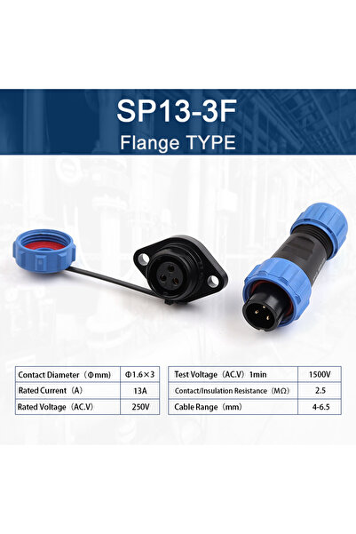 Choice5 1 set SP13-3F SP13 Flange Type Waterproof Connector Plug Socket Elect...