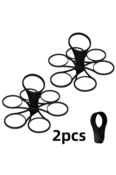 Choice حامل مشروبات محمول قابل للطي بـ 6 فتحات مع مقبض، أسود، قطعتان، بحجم ال...