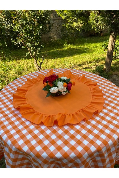 Lilza Home Pamuk Polyester Fırfırlı Yuvarlak Runner 60cm