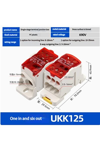 Choice11 1PCS UKK125-R 【UKK】Single - Pole Track - Type Junction Box | 80A - 5...