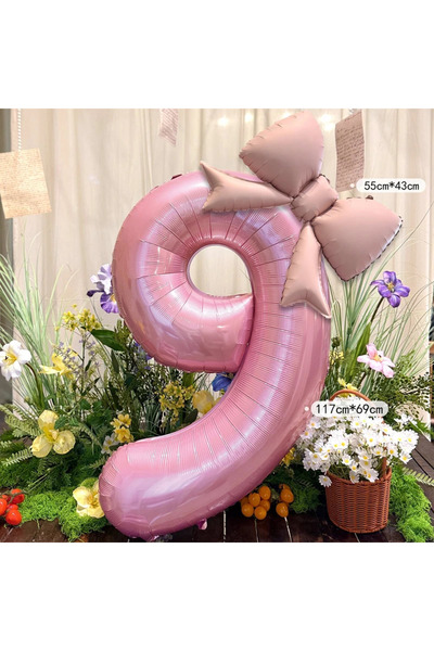 Choice Number 40inch pink-9 40inch Pink Digital Bowknot Bow Aluminum Foil Bal...