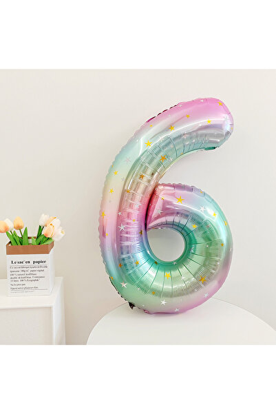 Choice6 40inch number 6 40inch Star Sky Gradient Digital Foil Balloon Rainbow...