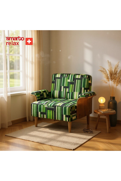 Smarto relax Ahşap İskelet Kolçaklı Tekli Modül Koltuk 80x80 – Polyester Kuma...