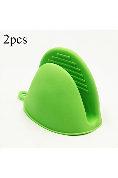 choice2 2pcs-green 2PCS Heat Resistant Silicone Oven Mitts - Thickened Anti-S...