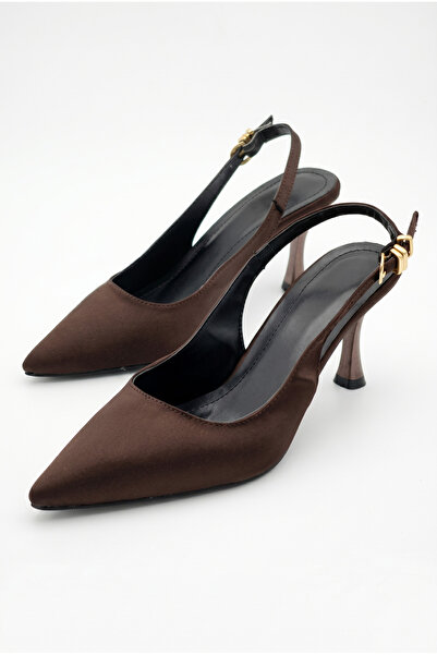 Shoesers Pantofi de damă, maro amar, cu design din satin, cu bandă elastică, ...
