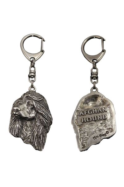Art - Dog Ogar afgan - Breloc placat cu argint cu câine, decorațiune pentru g...