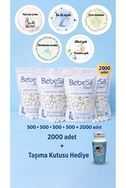 BebeSil Sıkıştırılmış Bebek Mendili 2000 ADET ve Taşıma Kutusu Hediyeli