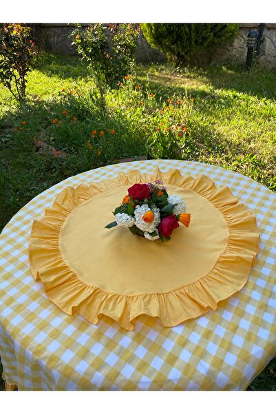 Lilza Home Pamuk Polyester Fırfırlı Yuvarlak Runner 60cm