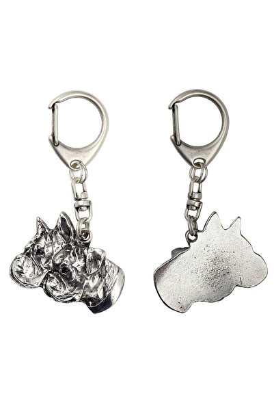 Art - Dog Boxer - Breloc placat cu argint cu câine, decorațiune pentru geantă...