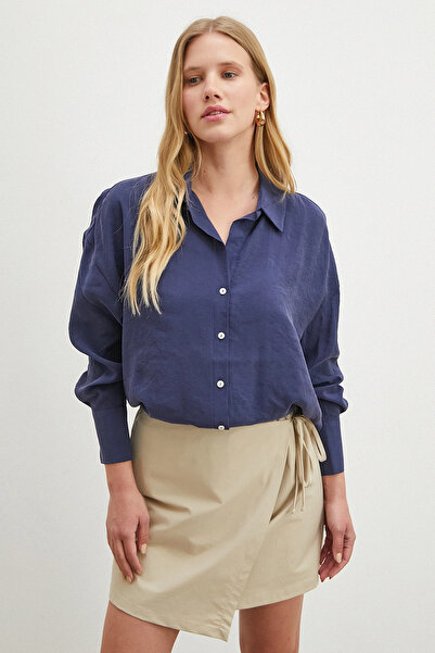 Never more Basic Modal Shirt Navy Blue