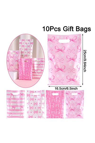 Choice as shown 10pcs 10/20/50Pcs Pink Bow Gift Bags Cake Snack Candy Bags 1s...