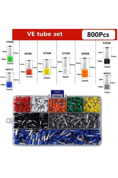 Choice7 VE800PCS 200-2000 pcs Durable Wire Connect Insulated Connector Crimp ...