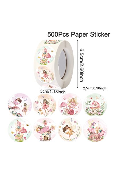 Choice as shown 314 500pcs Flower Fairy Round Sticker Pink Decals Cute Sticke...