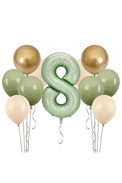 Choice Other 8 11pcs 32 Inch Sage Green Number Balloons Set Sand White Avocad...