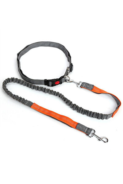 choice2 Grey orange Hand Free Dog Leash Adjustable Dog Leash Waist Belt Chest...