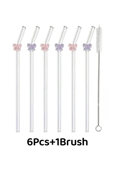 Choice Clear 3A 3B 1Brush 2/6PCS Elegant Butterfly-Shaped Glass Straws &, Reu...