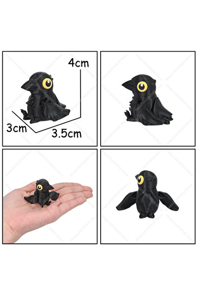 Choice1 no keychain Movable Wing Crow Figurine - 5cm Black 3D Printed Bird De...
