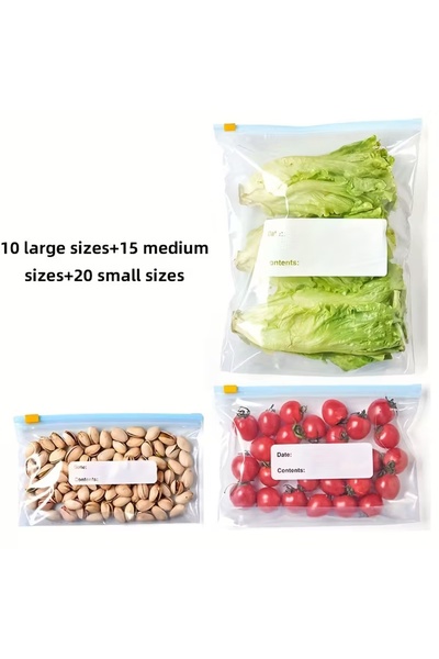Choice Clear 45pcs Leak-Proof Reusable Food Storage Bags with Zipper Seal for...