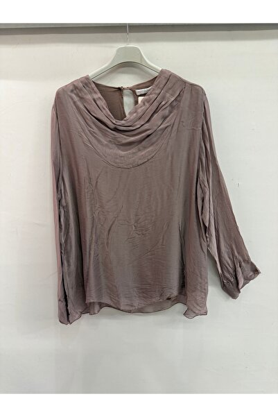 della moor Women's Powder Italian Degaje Collar Long Sleeve Lined Silk Blouse...