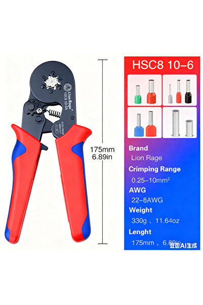 Choice HSC8 10-6 كماشة تجعيد الأطراف - أداة احترافية لتجعيد الأطراف المعزولة ...