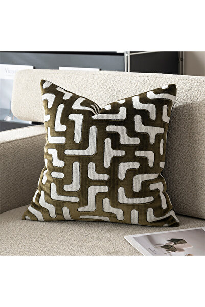 Choice11 غطاء وسادة مزخرف هندسي 45 × 45 سم باللون الأخضر العشبي، قطعة واحدة، ...