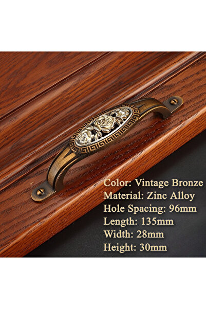 Choice1 96mm Carving Vintage Gold Antique Brass Cabinet Handles Drawer Knobs ...