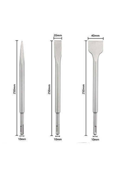 Choice Round SDS PLUS 3PCS SDS-Plus Shank Chisel Set For Rotary Hammer Drills...