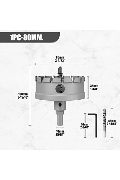 Choice33 80 مم قطعة واحدة 12-100 مم منشار ثقب TCT برأس كربيد التنجستن، أداة ق...