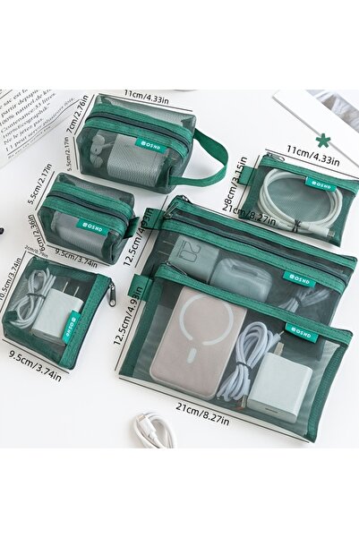 Choice1 green 6pcs Transparent Mesh Coin and Miscellaneous Storage Bags, Port...