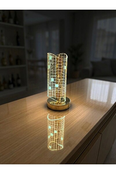 VEZZA HOME 3 Renkli Modlu Dokunmatik Masa Lambası - Gold Tabanlı 3D Dekoratif...
