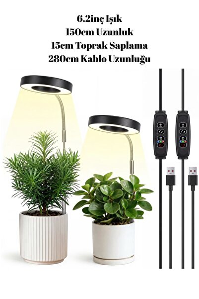 Asfal Bitki Yetiştirme Işığı 3 Modlu Zaman Ayarlı USB Ayarlanabilir Saksı Bit...