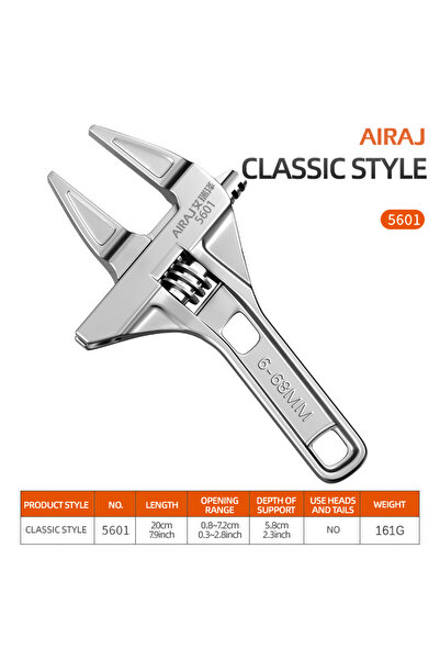 Choice 5601 AIRAJ مفتاح ربط صناعي قابل للتعديل ذو فتحة كبيرة، مفتاح أنابيب مز...