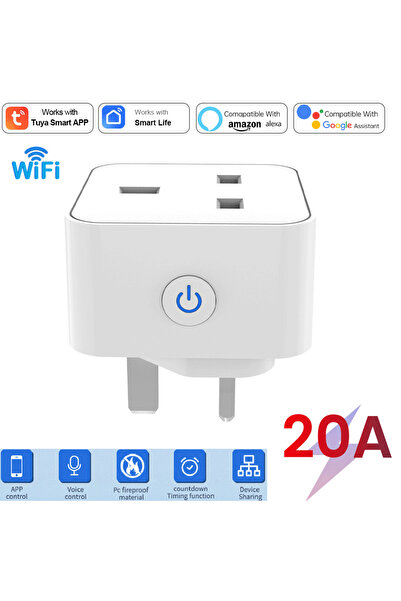 Choice1 WIFI UK 20A 1 Pcs Tuya Smart Socket 16A/20A WiFi or Zigbee UK Plug 3p...