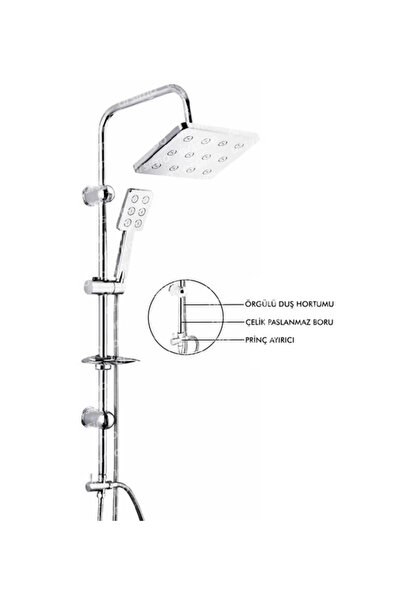 Epilons Chrome Rectangular Rain Robot Shower Set - Multifunctional