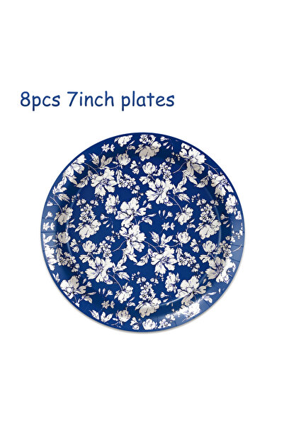 choice2 8pcs-7inch-BP001-4 Blue and White Porcelain Paper Plates Napkins,Tabl...