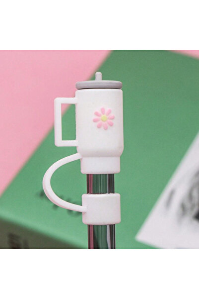 Choice7 White 10cmCreative Straw Cover for Cups-Mini Cup Shape Silicone Dust ...