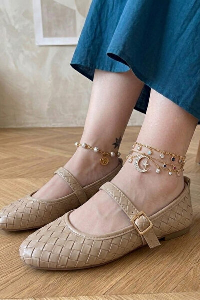 Nubbock Κρεμ Πλεκτό Καθημερινό Παπούτσι Μπαλέτου NK3166