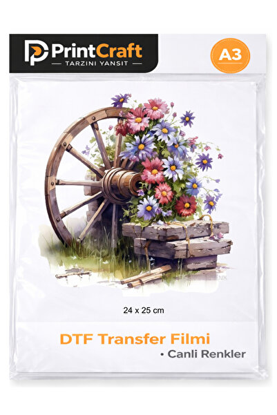 Palo Santo 24x25 cm Bahçe Süsü Çiçekler Modeli Ütü ile Yapışan DTF Transfer B...