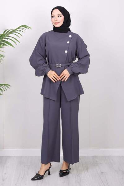 Modamihram Σετ δύο τεμαχίων με σταυρωτά κουμπιά, γκρι γκρι 19288