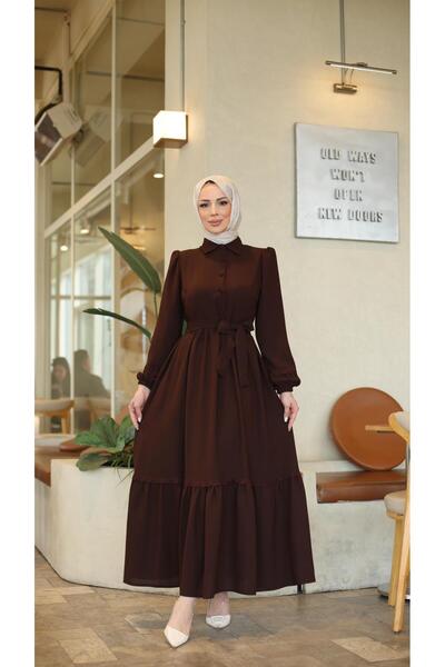 Moda İncir Δαντελωτό φόρεμα με κορδόνια